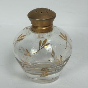 (1) Irice Gold Tone Leaves Glass Salt Pepper Shaker Replacement - 1 Shaker Only